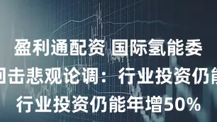 盈利通配资 国际氢能委员会报告回击悲观论调：行业投资仍能年增50%